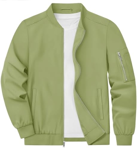 KEFITEVD Mens Lightweight Jacket Casual Bomber Jackets Military Windbreaker with Multi Pockets