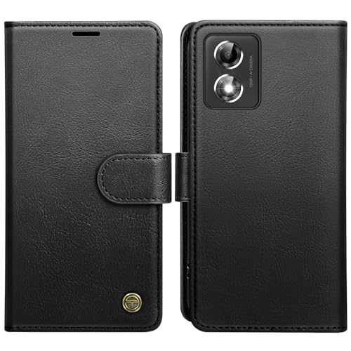 AIMOYU for Motorola Moto E14 / G04 / G24 Case Flip Wallet Leather Phone Case with [4 Card Slots][RFID Blocking] Magnetic Protective Shockproof Cover for Moto E14 / G04 / G24 - Black