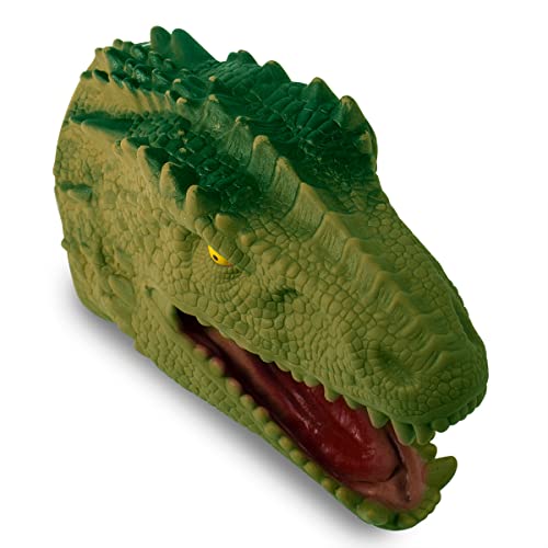 Fantoche de Mão Dinossauro Luva Cabeça Tiranossauro Rex Infantil T-rex Tyrannosaurus Verde