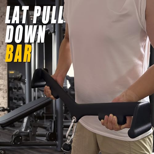 Image of BLUSLM Lat Pull Down Bar T bar Row Attachment, V Bar Tricep Lat Pulldown Attachments, Back Strength Training Bar for Home Gym Exercise Cable Machine Attachments