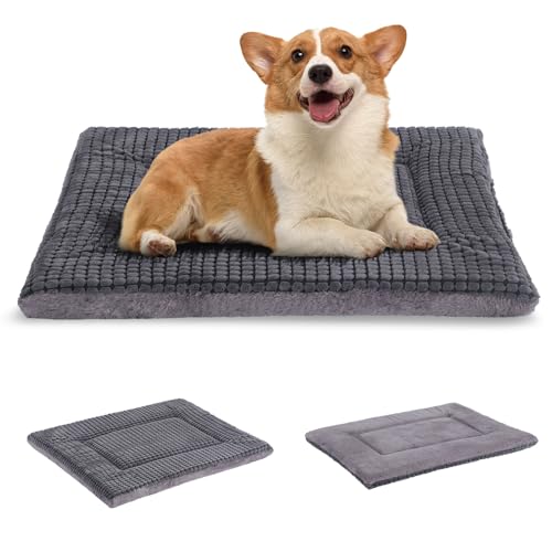 BVAGSS Orthopädisches Hundebett, Waschbar Hundekissen flauschig Hundematte, Umkehrbar Weiche und Warme Hundematte für klein mittel große Hunde XH079 (76x50x4cm,Light Grey)