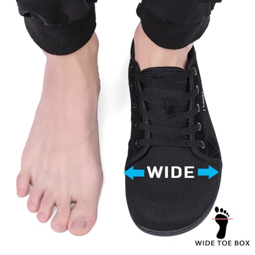 Image of Men's Barefoot Shoes Wide Toe Box | Minimalist Zero Drop Sneakers for Walking & Gym | Breathable Mesh Cross Training Footwear | Lightweight Natural Feel for Balance & Posture
