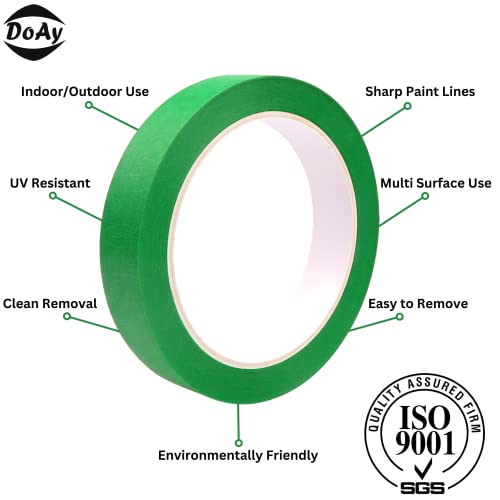 Doay Colored Masking Tape 1/2" X 15 Yard - Multi Color - Multi Surface Use - 12 Rolls #TOP1