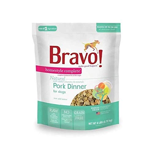 Bravo Homestyle Complete Freeze Dried Dinner Pork Dog Food, 6-Pound