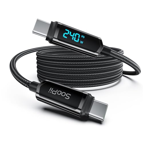 SooPii 240W USB C auf USB C Kabel, [2M] Typ C kabel mit Display, Nylon...