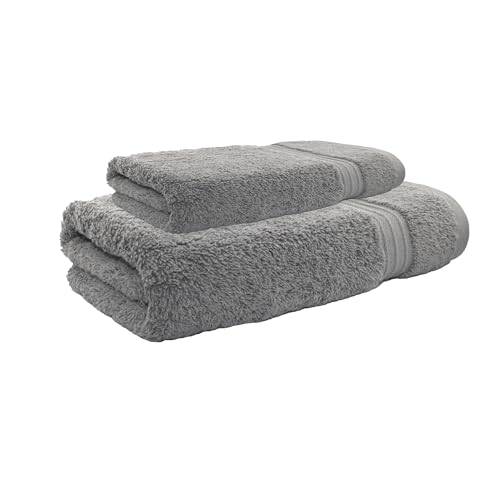HYTOWEL - Premium Quality 100% Eygptian Cotton Bath&Hand Towel Set | 700 GSM | Eco Friendly - Ultra-Soft | Quick Dry, Highly Absorbent Large Towels for Elegant Shower (Charcoal, Single Set)