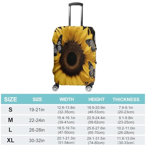 Butterfly And Sunflower Luggage Cover Travel Suitcase Covers for Luggage Elastic Carry on Luggage Covers for Suitcase Tsa Approved Washable Luggage Sleeve Protector Fits 18-32 Inch L2
