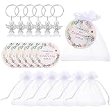 FUTUREORYY Dankeschön Gastgeschenke Engel Schlüsselanhänger mit Organzabeuteln und Etiketten für Babyparty Hochzeit Party Souvenirs 30 Stück Silber