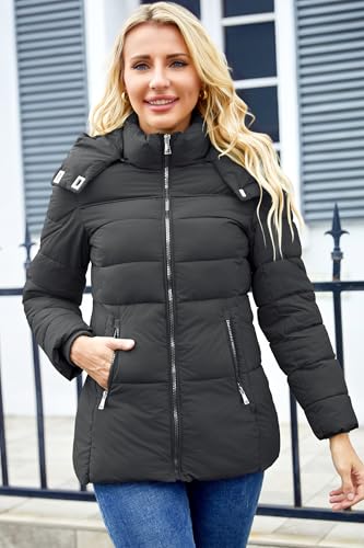 Womens Packable Puffer Jacket Winter Coat with Hood Warm Lightweight Thickened Down Jacket2