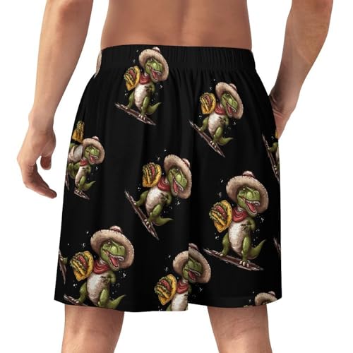 Tacoes Dinosaur Mens Pajama Shorts Sleep Lounge Shorts Pj Bottoms with Pockets3