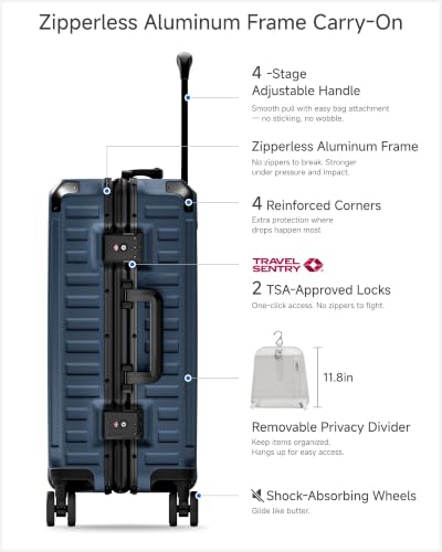 Image of LUGGEX 20 Inch Zipperless Carry On Luggage, Midnight Blue