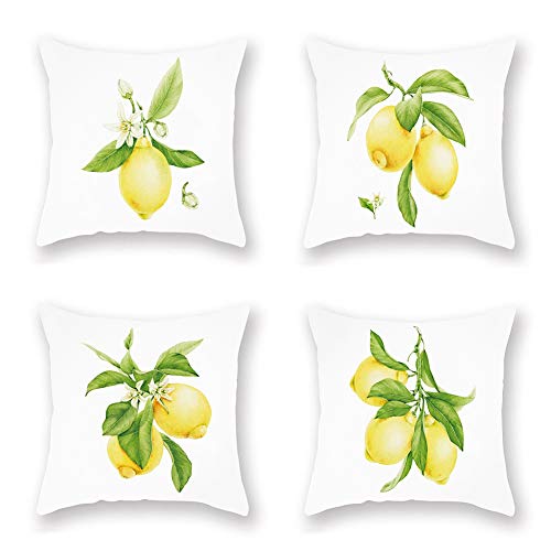 ShareJ Yellow Lemons Decorative Pillow Covers Super Soft Cushion Cover Nice Gift Indoor Outdoor Home Decor Pillowcase 18X18 Inch Set of 4
