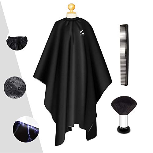 Barber Cape and Neck Duster Hair Comb Set,Salon Cape 56x64 inch Barber Supplies,Waterproof Nylon Hair Cutting Cape,with Adjustable Neck Straps Non-Stick Hair,Perfect for Hairstylists and Barbers