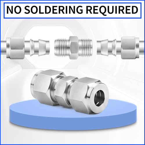 Image of ChillWaves 304 Stainless Steel Compression Tube Fitting, 1 inch OD x 1 inch OD Compression Union Connector(1-PACK)