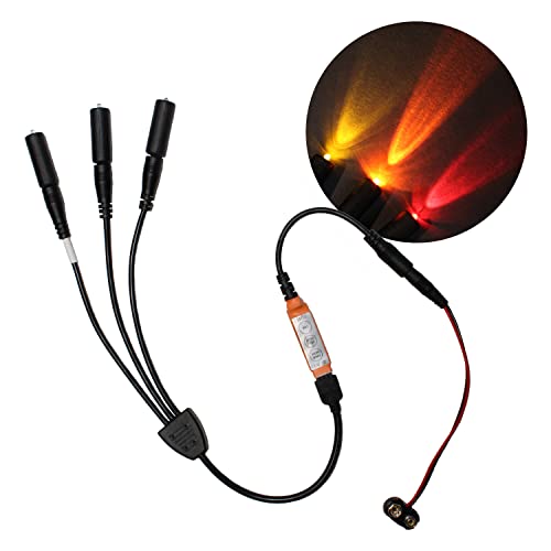 Prop and Scenery Lights Flame Kit Flickering 3 Head Amber Orange Red LEDs