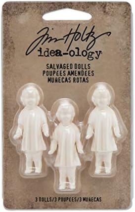 Salvaged Dolls by Tim Holtz Idea-ology, Pack of 3, 1.75 Inches Tall, White, TH93196