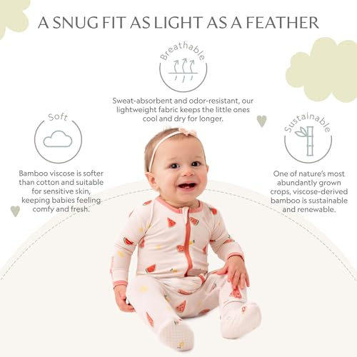 Image of Bamboo Little Soft Baby Footie Pajamas, Baby Clothes, Newborn Sleepers, 95% Viscose and 5% Spandex, 0-24 Months