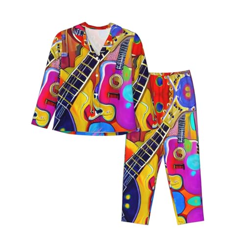Pyjama guitare acoustique femme EdWal ensemble coloré manches longues