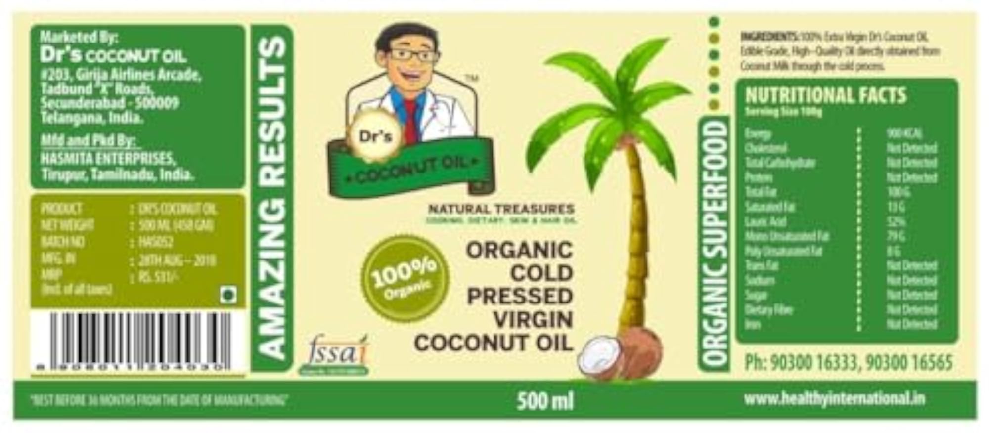 Coconut Hair Oil, 500ml, Pack of 3