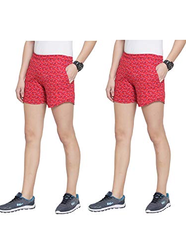Image of UZARUS Women's Cotton Sleep Night Wear Printed Shorts - Pack of 2