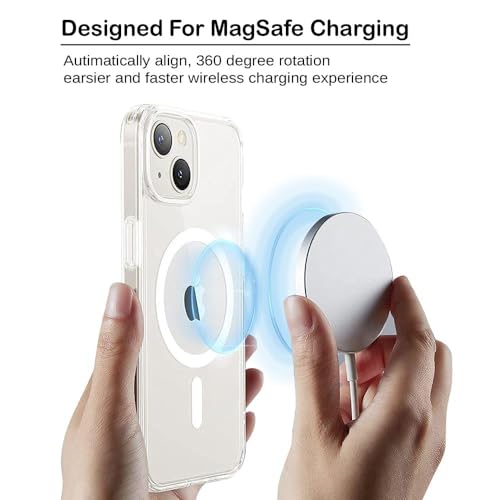 Image of DARKFIT Back Cover Case Compatible with iPhone 15 Plus | White Mag-Safe Magnetic Cover | TPU Ultra Hybrid | Camera Bump Protection | Compatible with Wireless Charging | Color Clear | Pack of 1