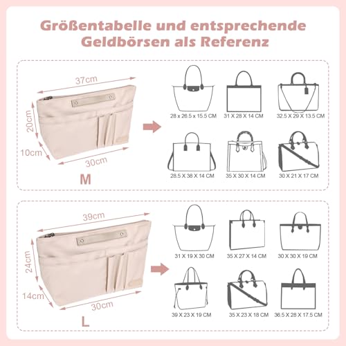 Taschen Organizer für longchamp tasche le pliage l, Taschenorganizer Shopper Polyester mit Schlüsselbund Wasserdicht für Handtaschen Damen… – Ansicht 6