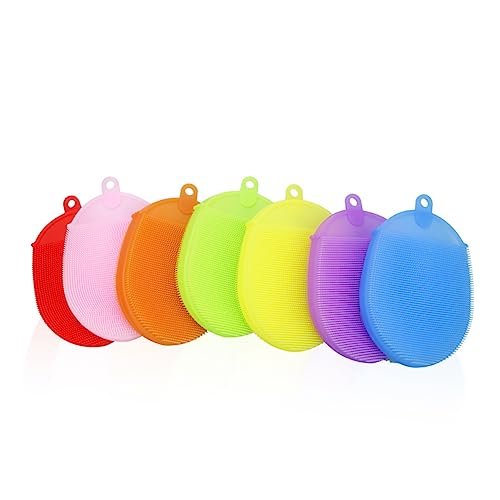 BESTYASH 2pcs Pink Silicone Bathing Brush Slip Shower Scrubber for Gentle Exfoliation and Facial Cleansing for All Skin Types