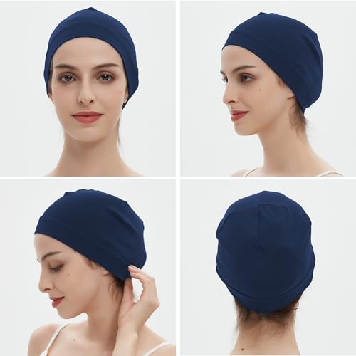 Image of vidsel 100% Cotton Skull Caps Beanie Night Cap Sleep Hats for Men Women | Breathable,Soft,Lightweight Skully Cap,Running Beanie Cycling Helmet Liner,Wicking Head Cover,CPAP Chemo Bald Cap