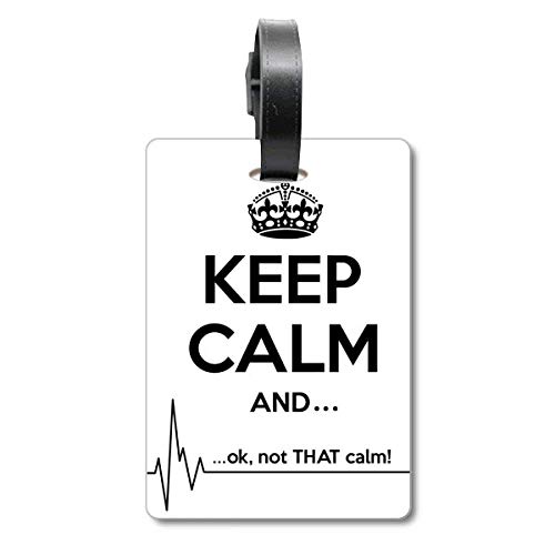 Étiquette de valise Keep Calm noire rigide avec attache renforcée