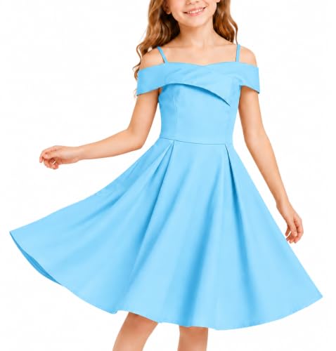 SEAUR Fille Robe de Mariage à Épaules Dénudées Robe de Soirée Midi Enfant