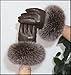 AOTIANYANG傲天阳 High-end Big Fox Fur Leather Gloves Sheepskin Women's Thick Thin Winter Touch Screen Driving Warm Fashion New (Brown touch screen,7.5)