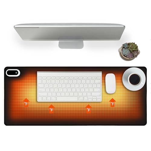 Heated Desk Pad, Heated Mouse Pad- 31.5 x 13 inch, Heated Desk Mat, Desk Warmer with 5 Heat Levels & Auto Shut-Off - Ideal for Office and Home