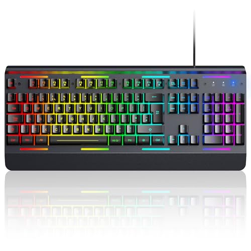 Tecknet Rgb Gaming Keyboard, 105 Keys, All-Metal Panel, 15-Zone Rgb Illumination, Silent Keyboard With Wrist Rest thumb #7