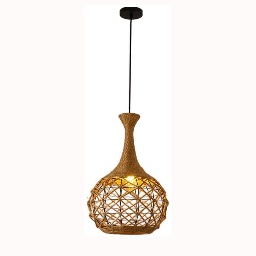Lustre géométrique en fer art et chanvre ajouré à tête simple E27