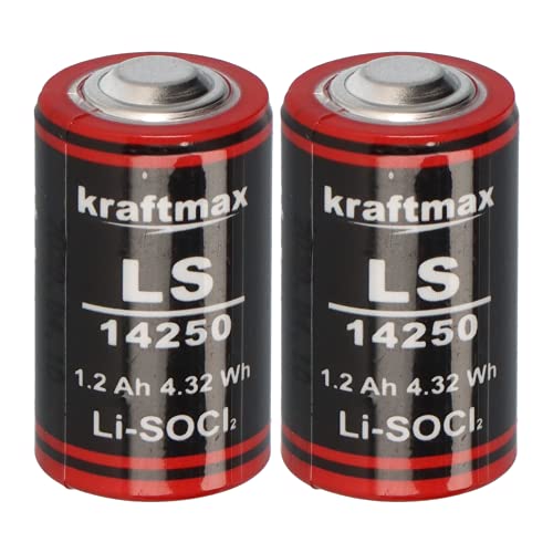 Lot de 2 piles lithium LS 14250-1/2 AA ER14250 Li-SOCl2 LS14250 3,6 V Cover