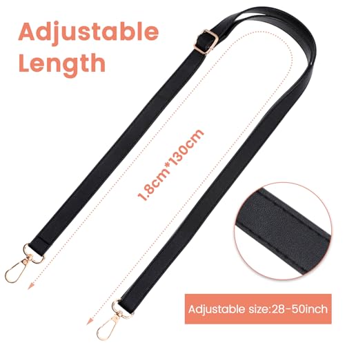 Image of Xthrotsenk Leather Shoulder Strap Purse Strap Replacement Black Crossbody Shoulder Straps Adjustable Leather Belt for Purse Handbags Crossbody Bag