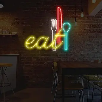 Luxury Sign India Eat Neon Sign Light, Wide Application for Wall Decor at | Neon Lights for Bedroom | Neon Wall Signs | Game Room Decor | Party |