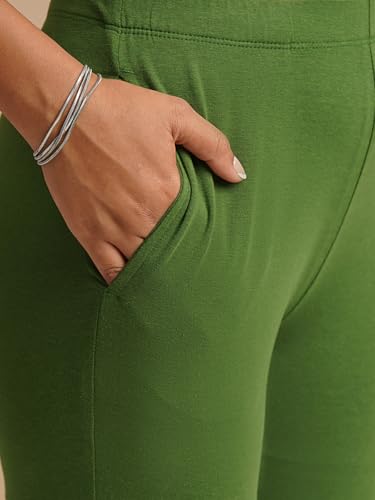 Image of ONE SKY Women Full Length Leggings | Cotton Modal Spandex Blend | High Waist Stretchable & Bio-Washed Fabric | Colour-Lock Technology | Comfortable Leggings for Women