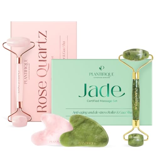 Rouleau de Jade et Gua Sha pour Réduire les Poches et Lifter le Visage