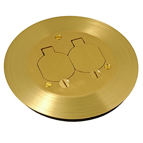 Hubbell-Raco RAC5500KIT Round Floor Box Kit Device Cover, Duplex, Solid Brass