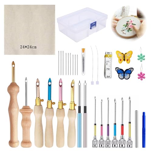 El Mejor Listado de Labor de aguja los más recomendados. 44 Kit de Aguja Perforadora de Bordado, 35Pcs Aguja Mágica Ajustable Portátiles Herramienta de Punzón para Bordar Bolígrafo de Bordado Mágico DIY, Agujas de Perforación para...