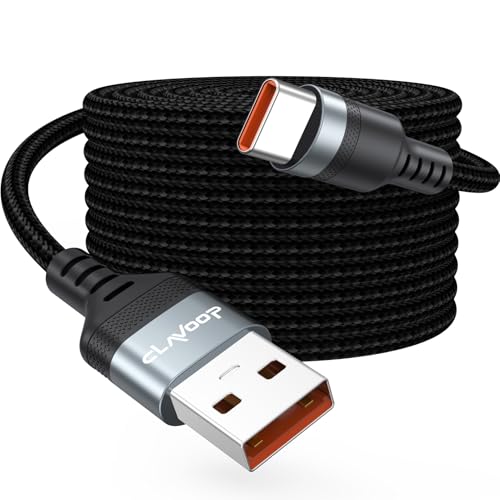 CLAVOOP 20 FT USB C Cable Long 18W Fast Charging USB A 2.0 to USB-C Charge Cord 20 Foot 480Mbps Data Transfer Type C Black Braided for PS5 Xbox iPhone 17/16/15 Galaxy S25/24/23 Andriod Phone etc.