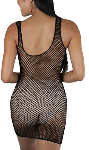 Image of ToBeInStyle Women's Stretch See Through Fishnet Novelty Mini Rave Party Dress