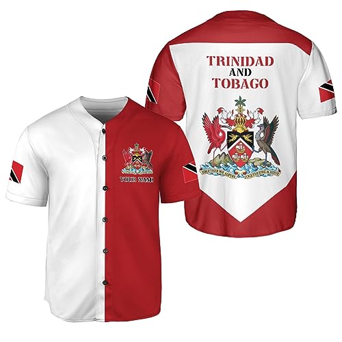 Riveprint Personalized Trinidad & Tobago Baseball Jersey, Trinidad and Tobago Pride Flag Shirt Trinidad Tobago Jersey Uniform (Style 7)