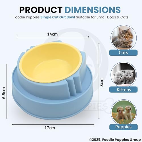 Image of Foodie Puppies Cat Food Bowl, Tilted Food or Water Bowl for Cats and Small Dogs - (Single CutOut Bowl, 350ml), Anti Vomiting, Healthy Cat Bowl for Persian Cat Prevent Tipping Over Plastic Feeding Bowl