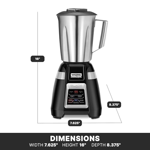 Waring Commercial BB340 Blade 1 HP Blender, 2-Speed Key Pad with Pulse and 99 Second Countdown Timer , 48 oz Stainless Steel Container, 120V, 5-15 Phase Plug