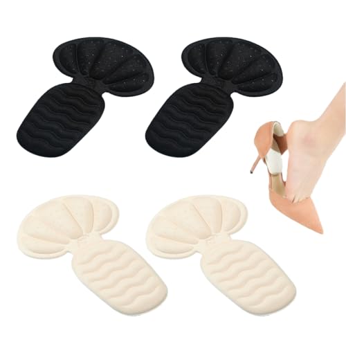 YUVKIN 2 Paires de Coussins de Talon Premium Semelles Intérieures 2-en-1 en Mousse Antidérapants Autocollants Protège-Talons pour Chaussures Trop Grandes Bottes Remplisseurs de Chaussures