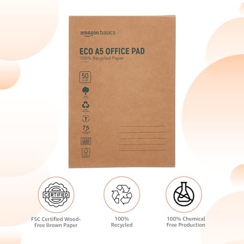 Image of amazon basics Eco-Friendly A4 Notepad. Pack of 2, 50 Sheets Each