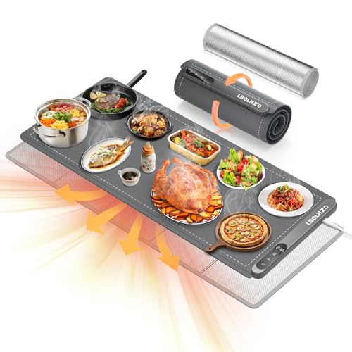 Lbolhzo Warming Mat For Food Extra Large 36'X16' 580W Food Warming Mat With Heat Resistant Pad,Chafing Dishes For Buffet 6 Temp 6 Hour,Roll Up Food Warmers For Parties Buffet For Catering Gatherings
