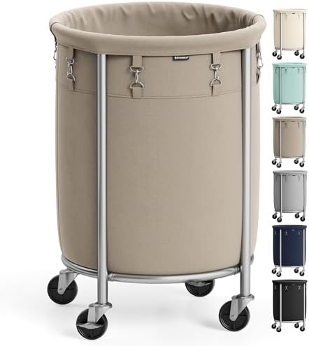 SONGMICS 29-Gallon (110 L) Laundry Basket with Wheels, Rolling Ro...